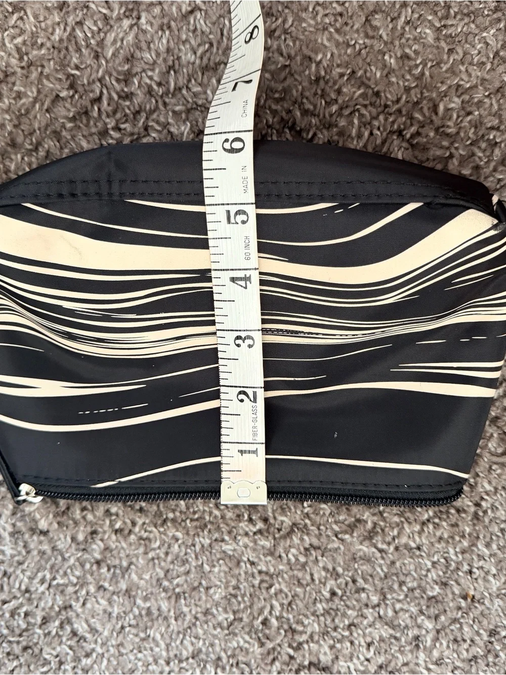 Cream and black Cosmetic Pouch
